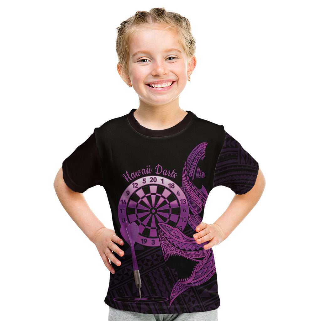 Aloha Hawaii Darts Kid T Shirt Dart Board With Polynesian Shark - Purple LT14 Purple - Polynesian Pride