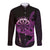 Aloha Hawaii Darts Long Sleeve Button Shirt Dart Board With Polynesian Shark - Purple