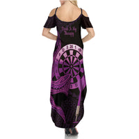 Aloha Hawaii Darts Summer Maxi Dress Dart Board With Polynesian Shark - Purple