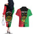 Personalised Vanuatu Darts Couples Matching Off The Shoulder Long Sleeve Dress and Hawaiian Shirt Happiness Is A Tight Threesome Sand Drawing Art