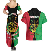 Personalised Vanuatu Darts Couples Matching Summer Maxi Dress and Hawaiian Shirt Happiness Is A Tight Threesome Sand Drawing Art