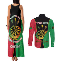 Personalised Vanuatu Darts Couples Matching Tank Maxi Dress and Long Sleeve Button Shirt Happiness Is A Tight Threesome Sand Drawing Art