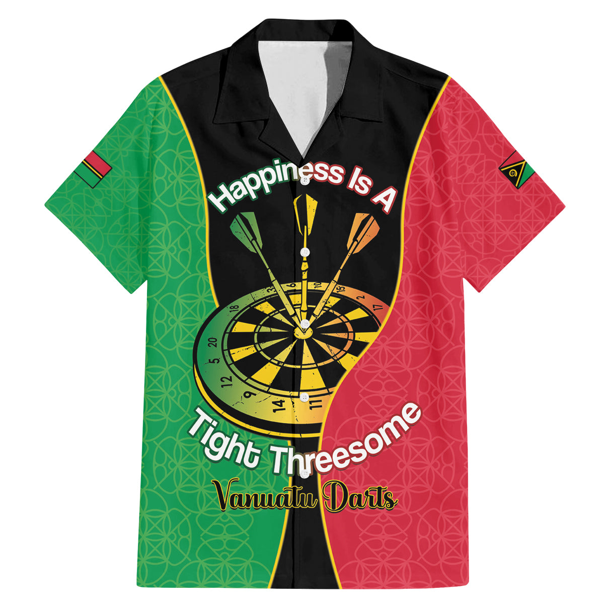 Personalised Vanuatu Darts Family Matching Mermaid Dress and Hawaiian Shirt Happiness Is A Tight Threesome Sand Drawing Art