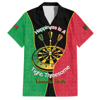 Personalised Vanuatu Darts Family Matching Puletasi and Hawaiian Shirt Happiness Is A Tight Threesome Sand Drawing Art