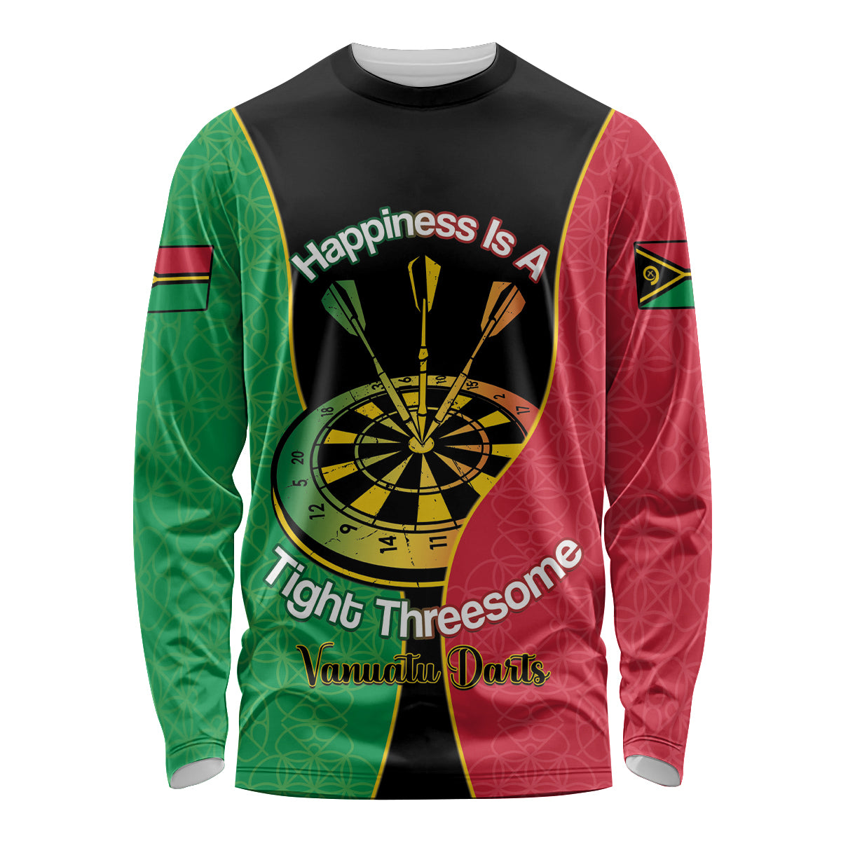 Personalised Vanuatu Darts Long Sleeve Shirt Happiness Is A Tight Threesome Sand Drawing Art