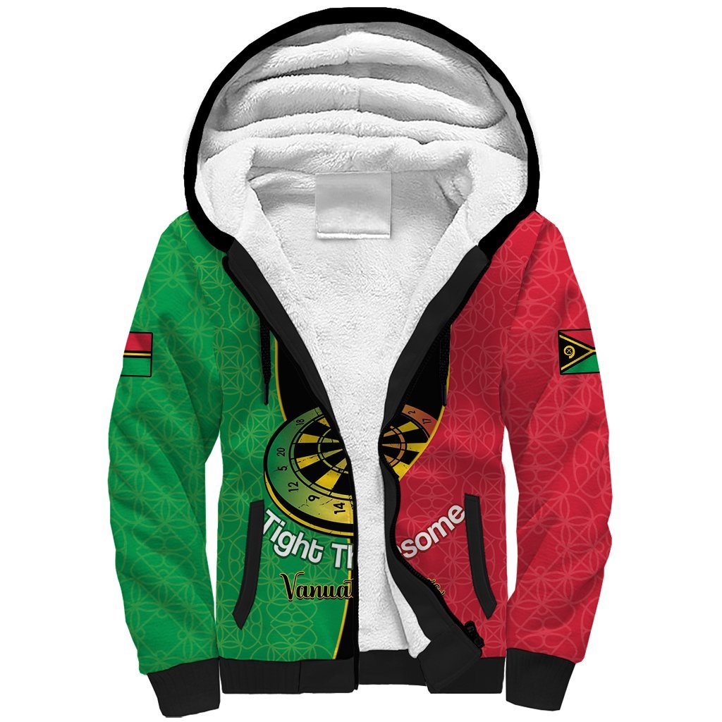 Personalised Vanuatu Darts Sherpa Hoodie Happiness Is A Tight Threesome Sand Drawing Art LT14 Unisex Red - Polynesian Pride