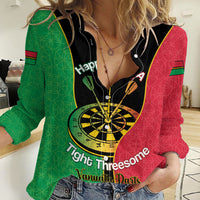 Personalised Vanuatu Darts Women Casual Shirt Happiness Is A Tight Threesome Sand Drawing Art