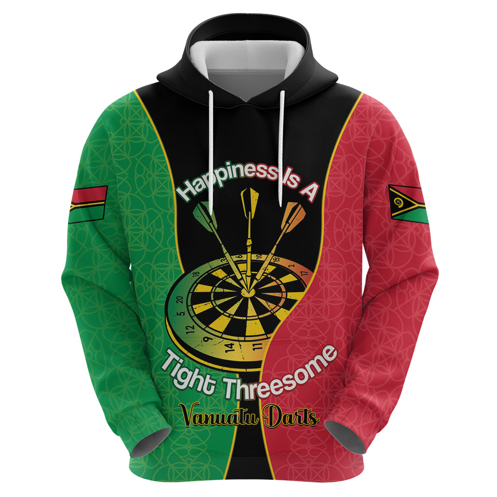 Personalised Vanuatu Darts Zip Hoodie Happiness Is A Tight Threesome Sand Drawing Art