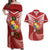 Tonga Darts Couples Matching Off Shoulder Maxi Dress and Hawaiian Shirt Tongan Ngatu Pattern