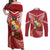 Tonga Darts Couples Matching Off Shoulder Maxi Dress and Long Sleeve Button Shirt Tongan Ngatu Pattern
