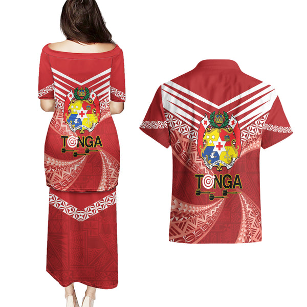Tonga Combo Puletasi And Shirt Ngatu Design Pattern Leaves main image 0