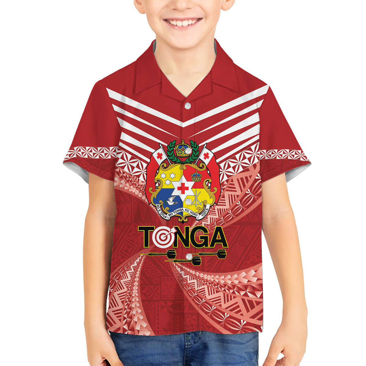 Tonga Darts Family Matching Off The Shoulder Long Sleeve Dress and Hawaiian Shirt Tongan Ngatu Pattern