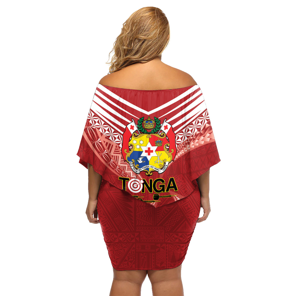 Tonga Darts Family Matching Off Shoulder Short Dress and Hawaiian Shirt Tongan Ngatu Pattern