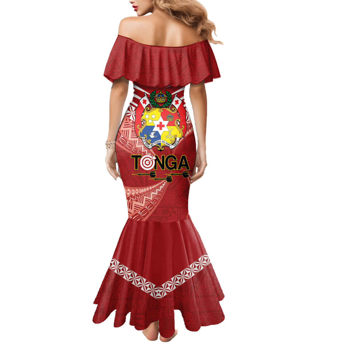 Tonga Darts Mermaid Dress Tongan Ngatu Pattern