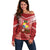 Tonga Darts Off Shoulder Sweater Tongan Ngatu Pattern