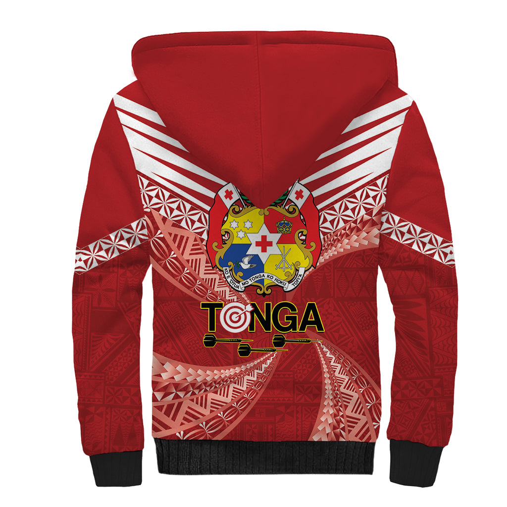 Tonga Darts Sherpa Hoodie Tongan Ngatu Pattern