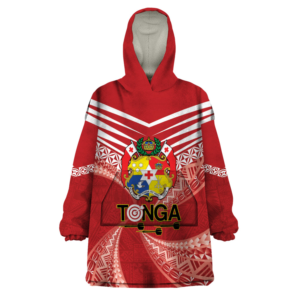 Tonga Darts Wearable Blanket Hoodie Tongan Ngatu Pattern