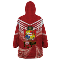 Tonga Darts Wearable Blanket Hoodie Tongan Ngatu Pattern