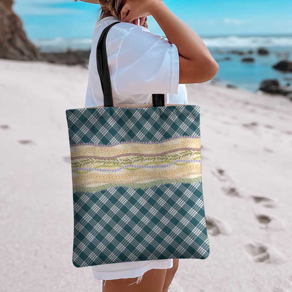 Dark Cyan Palaka Hawaii Leis Elegant Vibes Tote Bag LT14 - Polynesian Pride