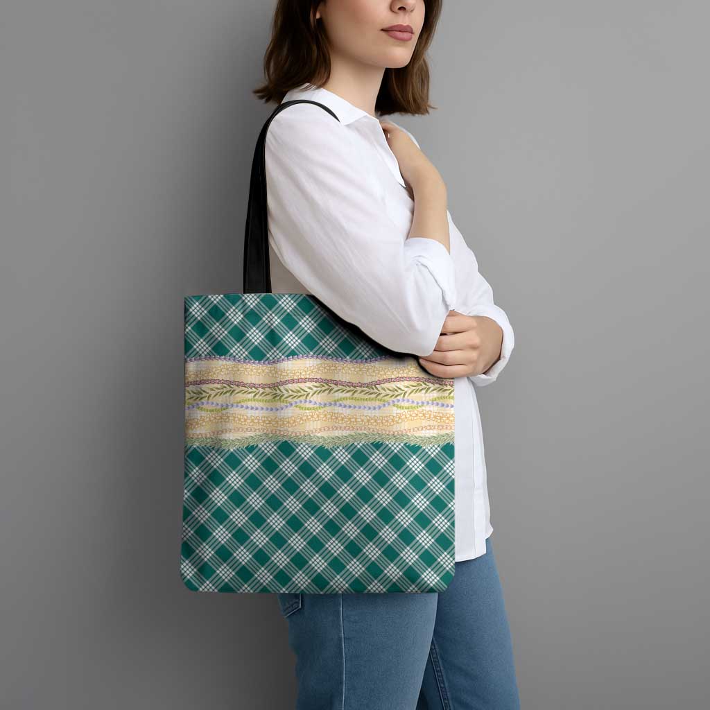 Cyan Palaka Hawaii Leis Elegant Vibes Tote Bag