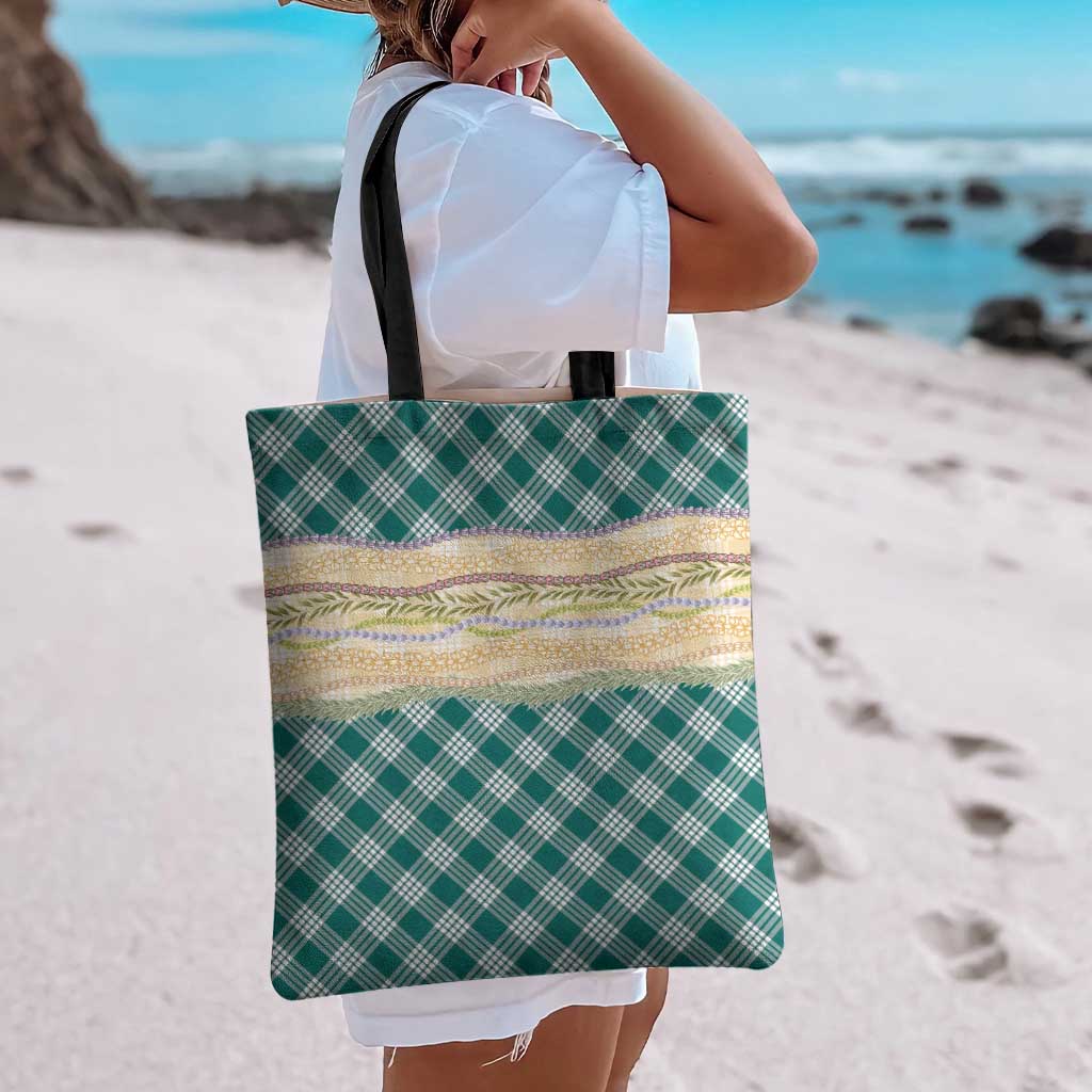 Cyan Palaka Hawaii Leis Elegant Vibes Tote Bag