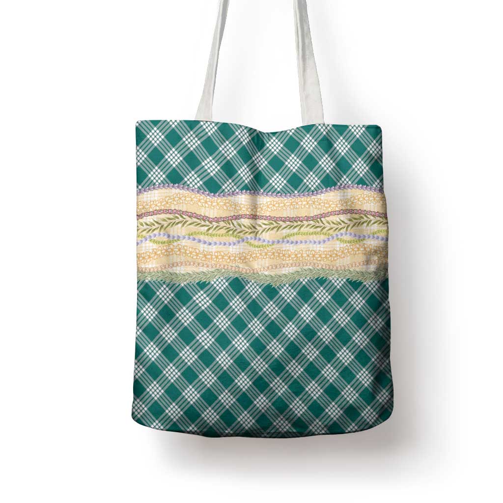 Cyan Palaka Hawaii Leis Elegant Vibes Tote Bag