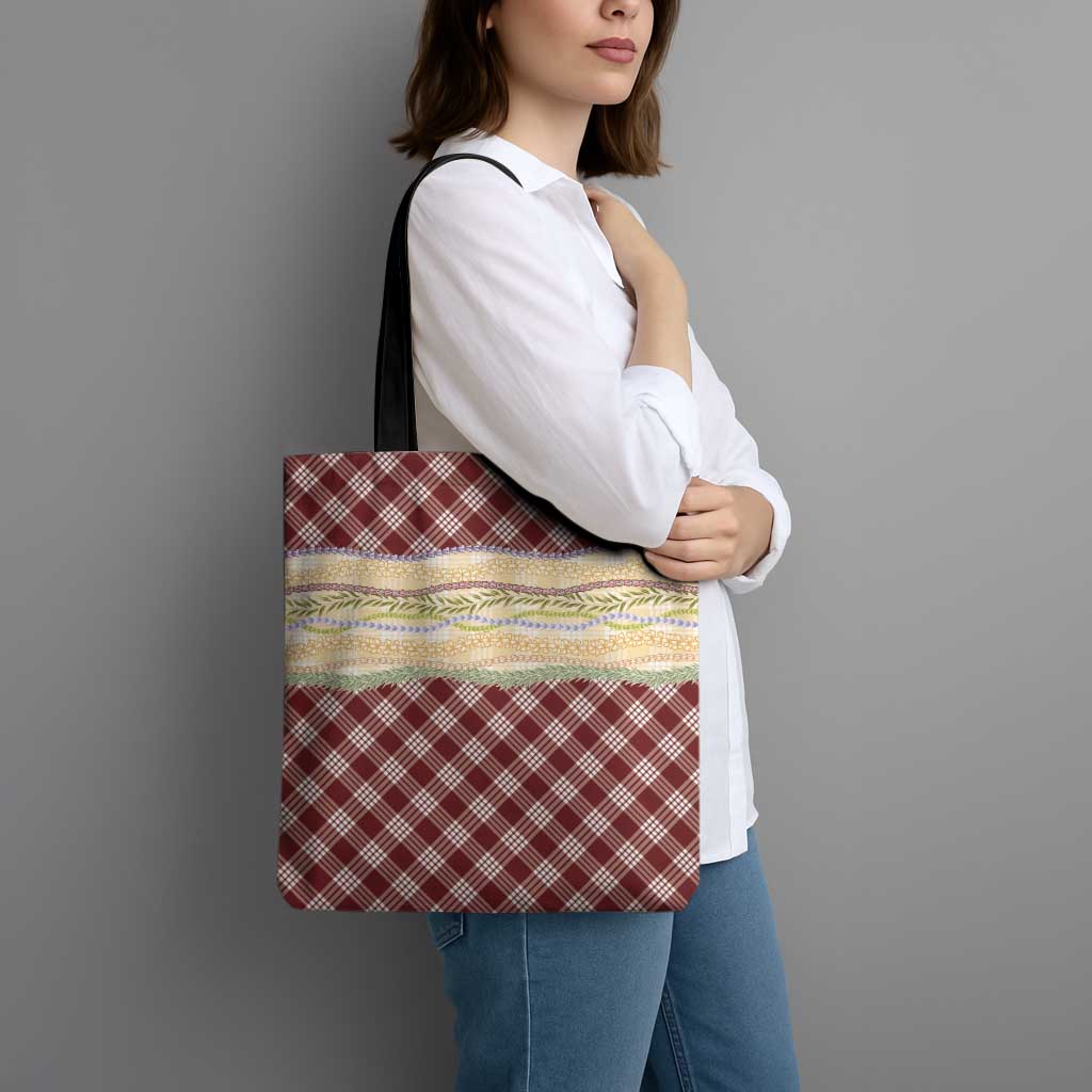 Burgundy Palaka Hawaii Leis Elegant Vibes Tote Bag