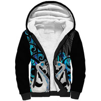 Personalised New Zealand Sherpa Hoodie Te Manaia Mangopare Maori And Fern Blue Style LT14 Unisex Blue - Polynesian Pride