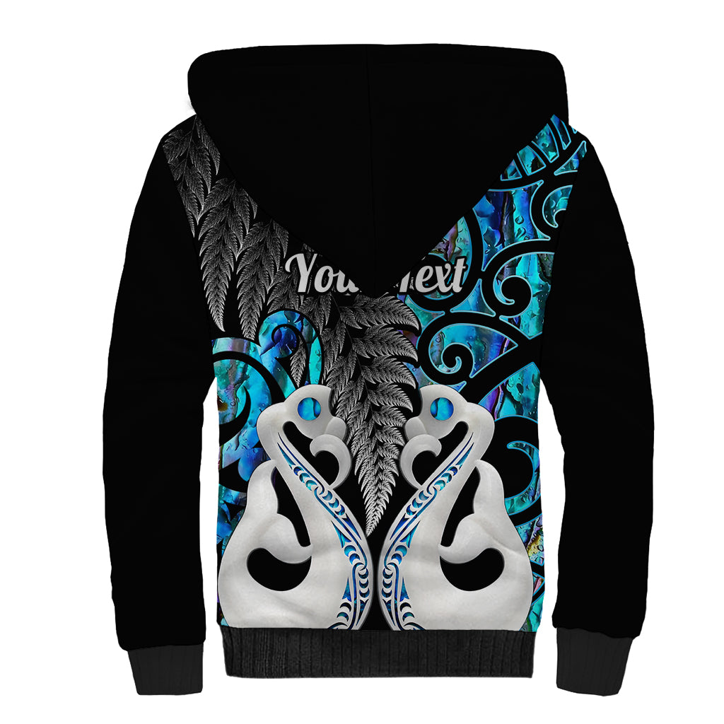 Personalised New Zealand Sherpa Hoodie Te Manaia Mangopare Maori And Fern Blue Style LT14 - Polynesian Pride