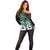 Personalised New Zealand Off Shoulder Sweater Te Manaia Mangopare Maori And Fern Green Style LT14 - Polynesian Pride