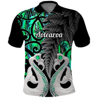 Custom New Zealand Polo Shirt Te Manaia Mangopare Maori and Fern Green Style LT14 Green - Polynesian Pride