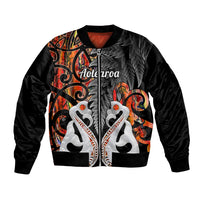 Personalised New Zealand Bomber Jacket Te Manaia Mangopare Maori And Fern Orange Style LT14 Unisex Orange - Polynesian Pride