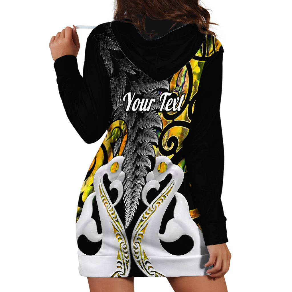 Personalised New Zealand Hoodie Dress Te Manaia Mangopare Maori And Fern Gold Style LT14 - Polynesian Pride