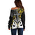 Personalised New Zealand Off Shoulder Sweater Te Manaia Mangopare Maori And Fern Gold Style LT14 - Polynesian Pride