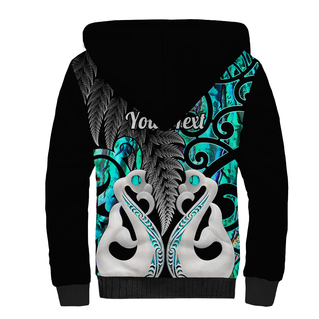 Personalised New Zealand Sherpa Hoodie Te Manaia Mangopare Maori And Fern Turquoise Style LT14 - Polynesian Pride