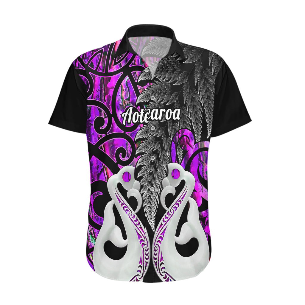 Personalised New Zealand Hawaiian Shirt Te Manaia Mangopare Maori And Fern Purple Style LT14 Purple - Polynesian Pride