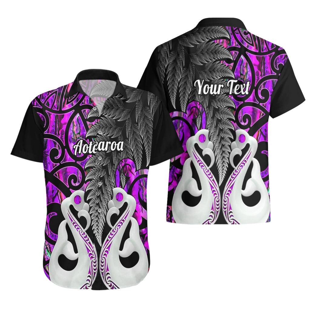 Personalised New Zealand Hawaiian Shirt Te Manaia Mangopare Maori And Fern Purple Style LT14 - Polynesian Pride