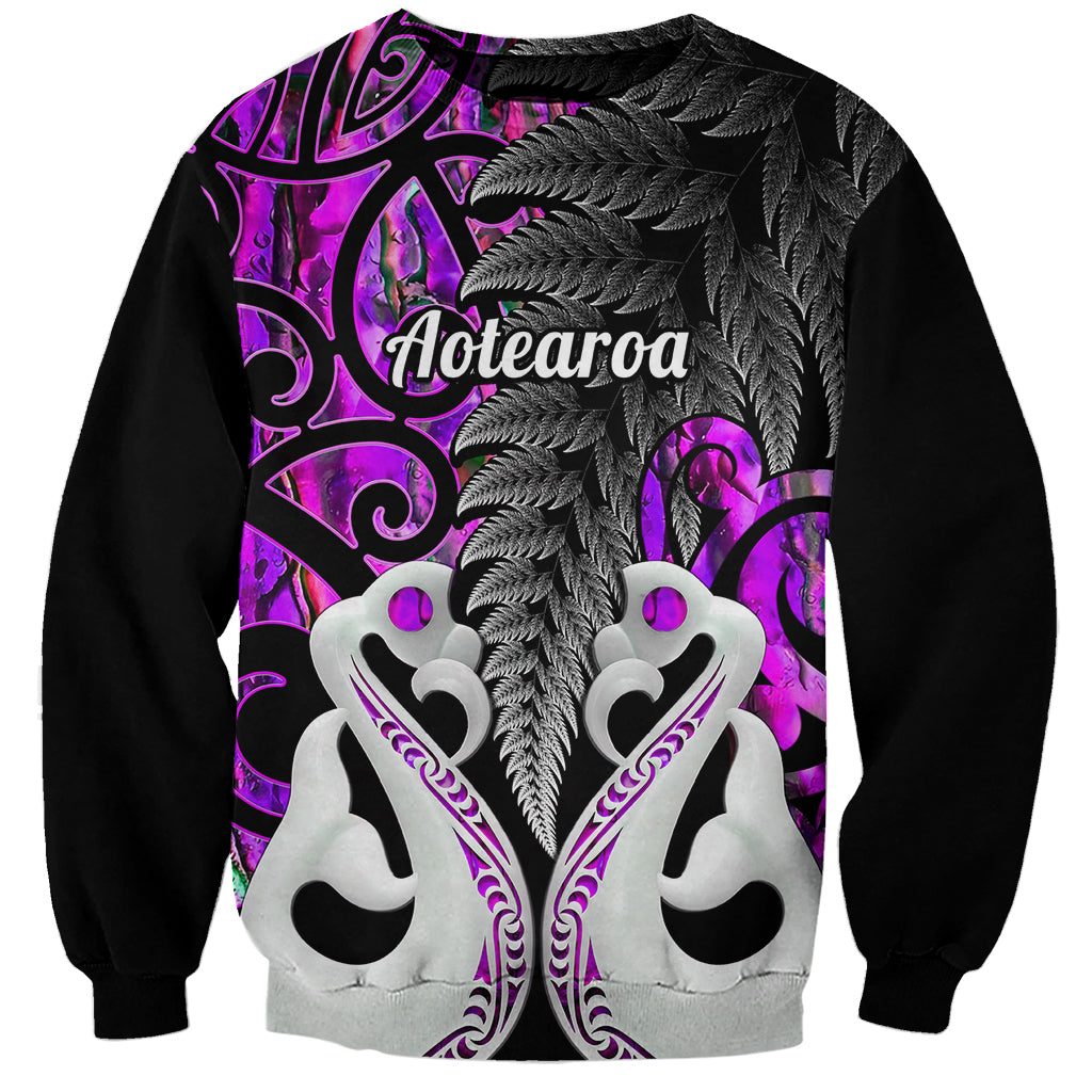 Personalised New Zealand Sweatshirt Te Manaia Mangopare Maori And Fern Purple Style LT14 Unisex Purple - Polynesian Pride