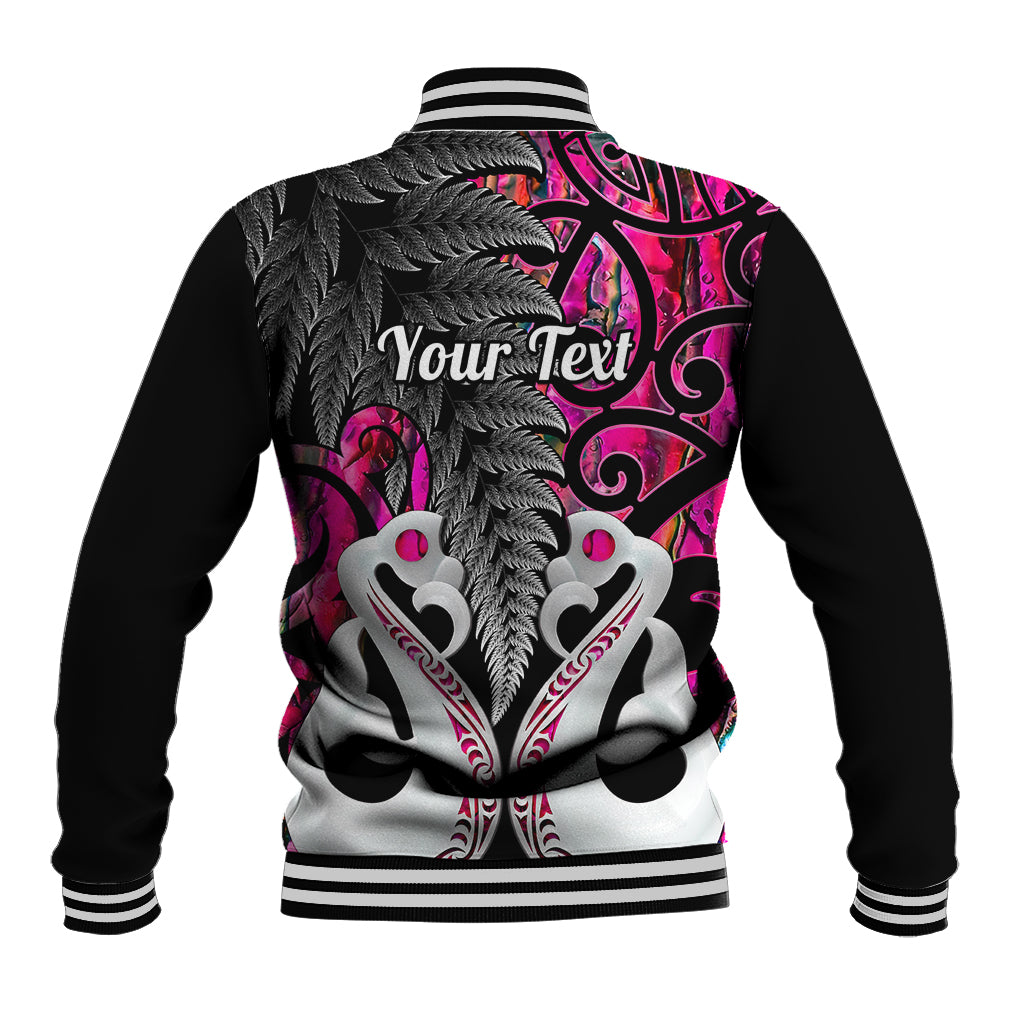 Personalised New Zealand Baseball Jacket Te Manaia Mangopare Maori And Fern Pink Style LT14 - Polynesian Pride