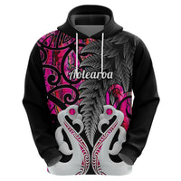 Custom New Zealand Hoodie Te Manaia Mangopare Maori and Fern Pink Style LT14 - Polynesian Pride