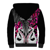Personalised New Zealand Sherpa Hoodie Te Manaia Mangopare Maori And Fern Pink Style LT14 - Polynesian Pride