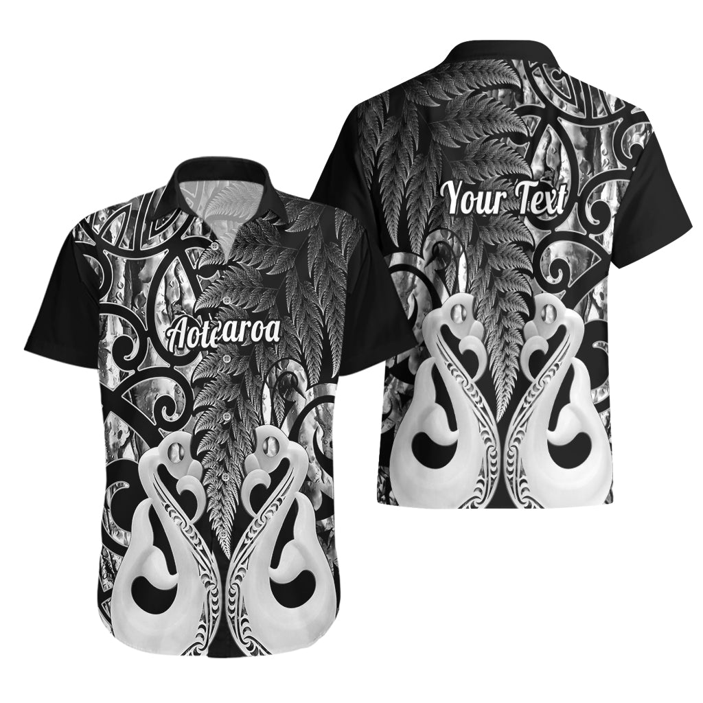 Personalised New Zealand Hawaiian Shirt Te Manaia Mangopare Maori And Fern Black Style LT14 - Polynesian Pride