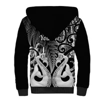 Personalised New Zealand Sherpa Hoodie Te Manaia Mangopare Maori And Fern Black Style LT14 - Polynesian Pride
