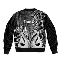Personalised New Zealand Sleeve Zip Bomber Jacket Te Manaia Mangopare Maori And Fern Black Style LT14 - Polynesian Pride