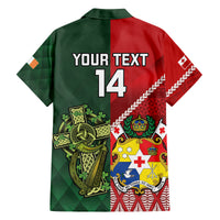 Custom Tonga And Ireland Rugby Family Matching Long Sleeve Bodycon Dress and Hawaiian Shirt Ikale Tahi With Shamrocks LT14 - Polynesian Pride