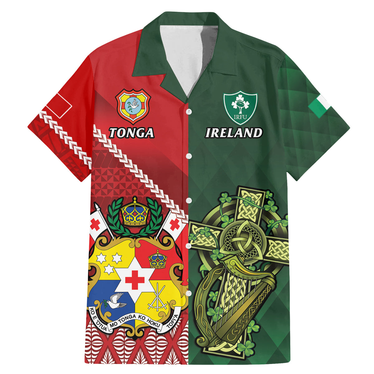 Custom Samoa And Ireland Rugby Family Matching Mermaid Dress and Hawaiian Shirt Ikale Tahi With Shamrocks