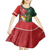 Custom Samoa And Ireland Rugby Kid Short Sleeve Dress Ikale Tahi With Shamrocks