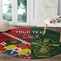 Custom Tonga And Ireland Rugby Round Carpet Ikale Tahi With Shamrocks LT14 - Polynesian Pride