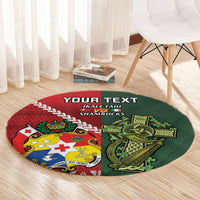 Custom Tonga And Ireland Rugby Round Carpet Ikale Tahi With Shamrocks LT14 - Polynesian Pride