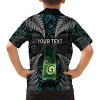 Personalised New Zealand Toki Family Matching Off The Shoulder Long Sleeve Dress and Hawaiian Shirt Silver Fern Mix Aotearoa Maori Pattern LT14 - Polynesian Pride